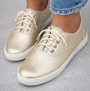 Charles Albert Gold Casual Lace-Up Sneakers, NWOB